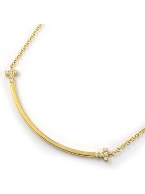 Tiffany & Co Necklace T Smile Small Diamond Total 18k Yellow Gold